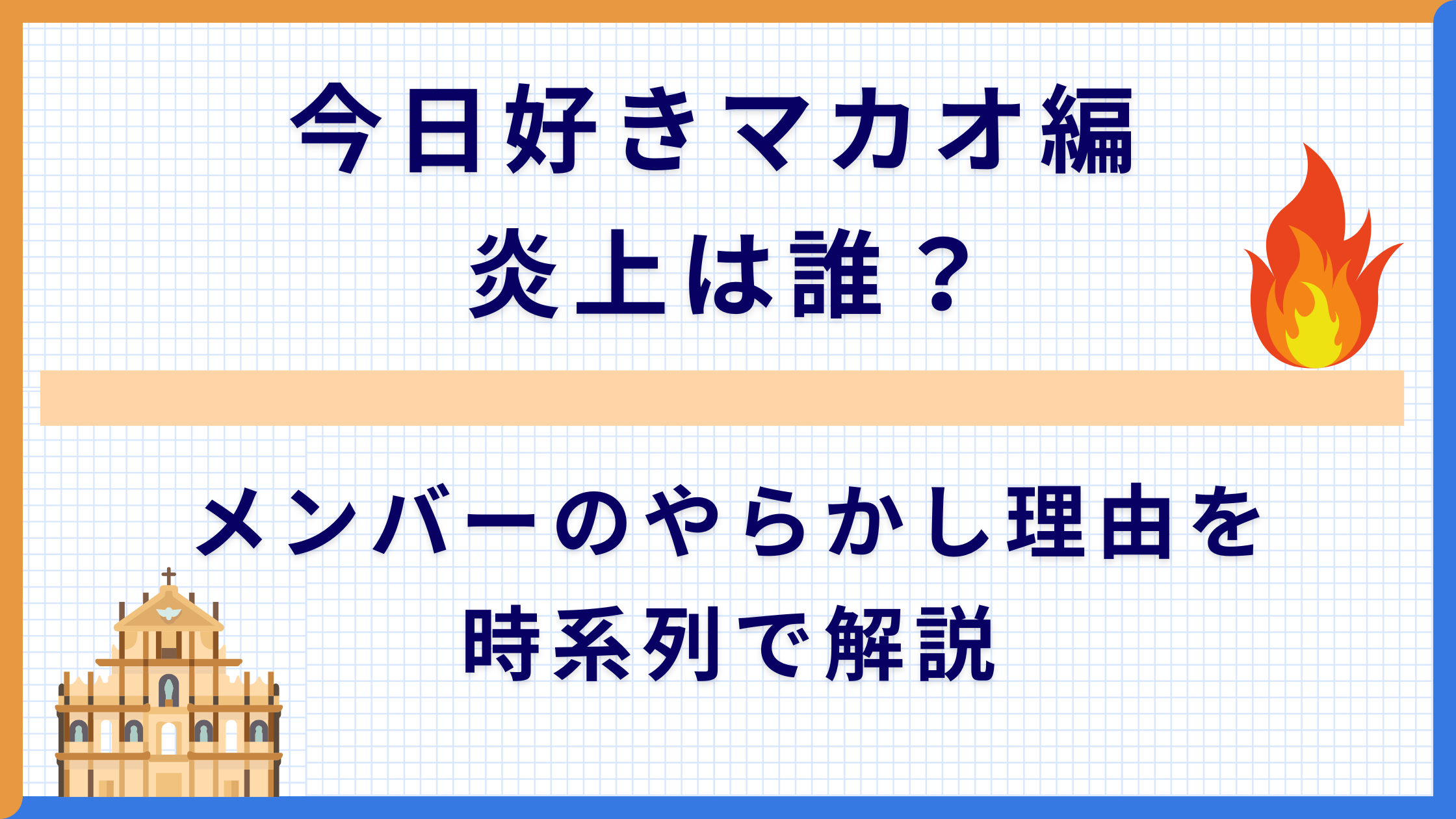 今日好きマカオ編 炎上は誰？メンバーのやらかし理由を時系列で解説